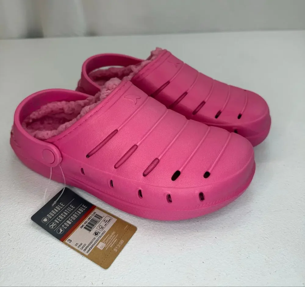 Rugged Shark Kids Sherpa Lined Eva Clog, Size 3 Pink